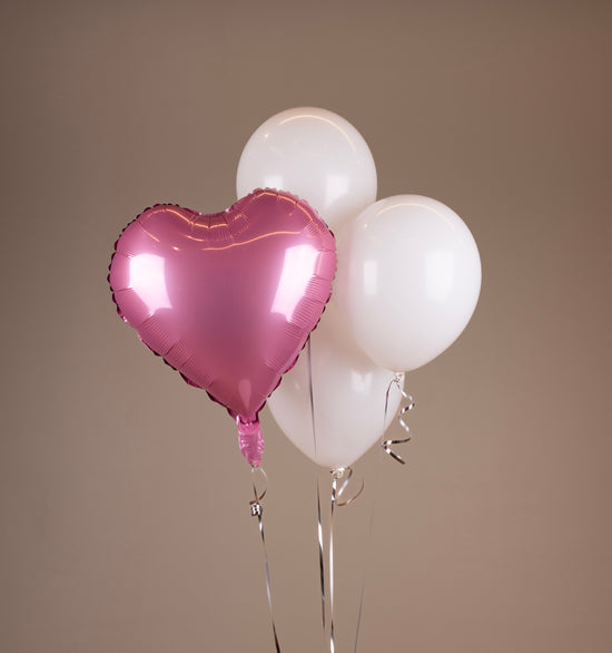 Pink Heart & White Balloons Set