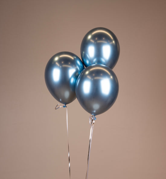 Blue Chrome Balloons Set